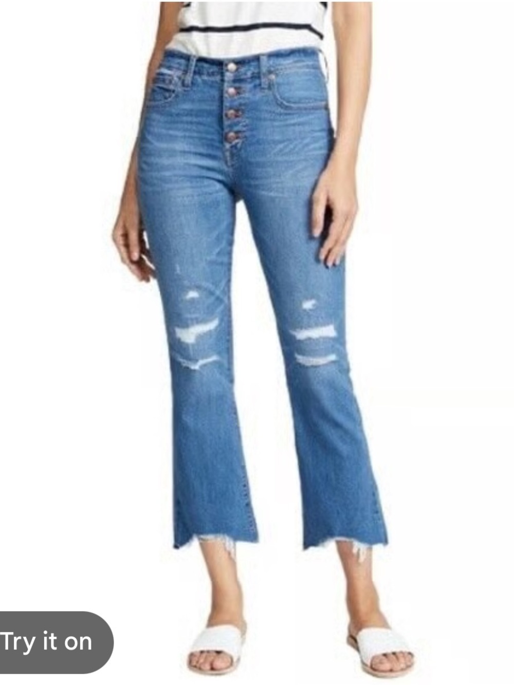 Madewell Cali Demi-Boot Distressed Denim Jeans 30
